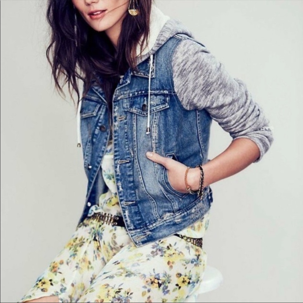 Free People Hooded Sweatshirt Jacket